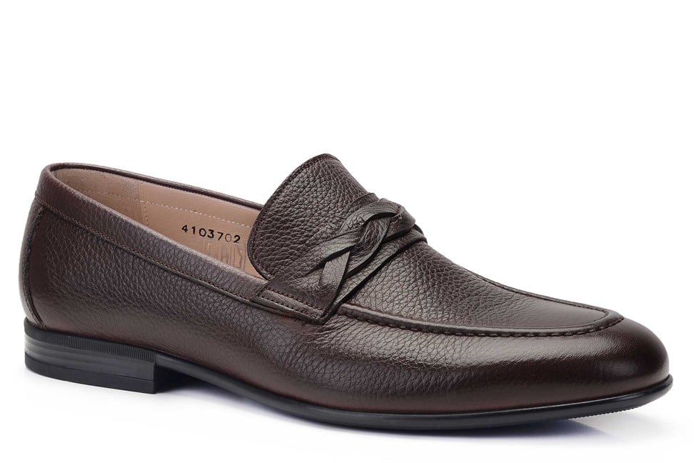Kahverengi Hakiki Deri Günlük Erkek Loafer Ayakkabı