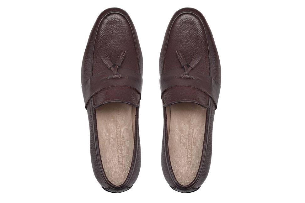 Kahverengi Hakiki Deri Günlük Erkek Loafer Ayakkabı