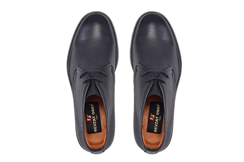 Hakiki Deri Siyah Günlük Bağcıklı Erkek Bot