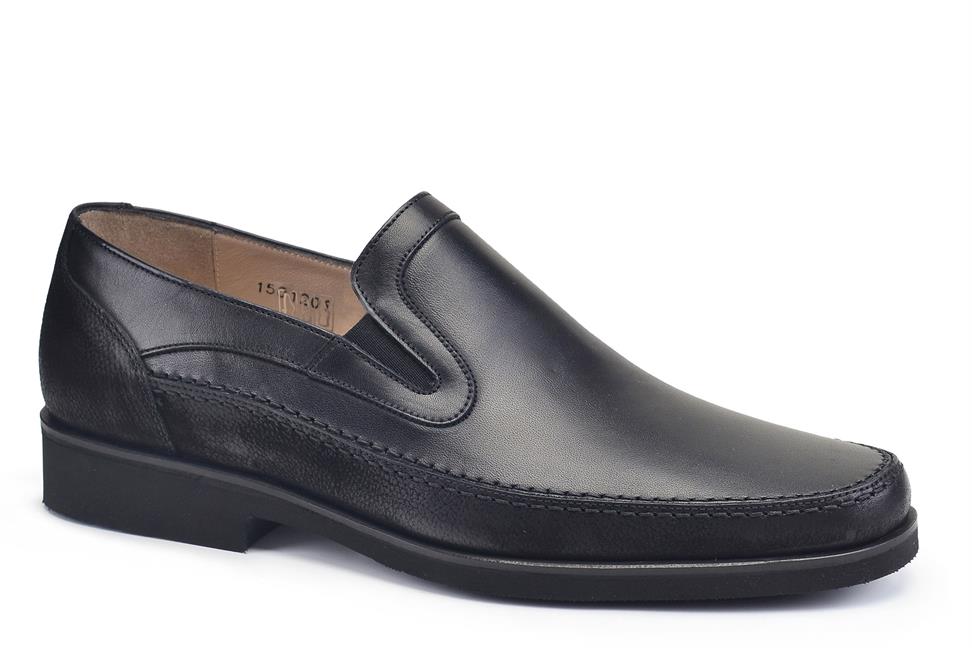 Siyah Hakiki Deri Bağcıklı Loafer Erkek Günlük Ayakkabı