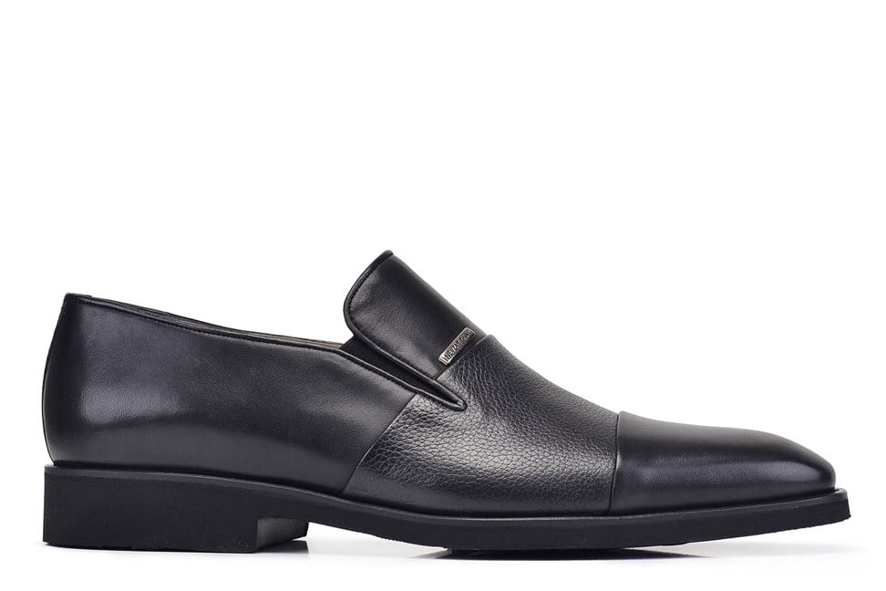 Siyah Hakiki Deri Bağcıklı Loafer Erkek Günlük Ayakkabı