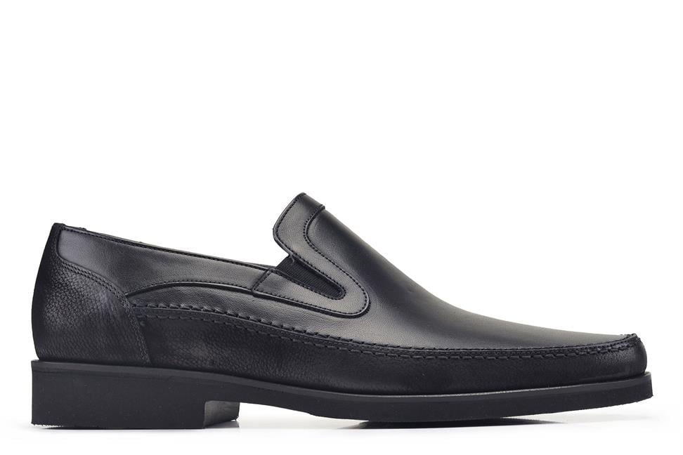 Siyah Hakiki Deri Bağcıklı Loafer Erkek Günlük Ayakkabı