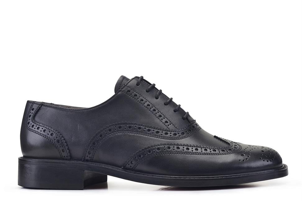 Hakiki Deri Siyah Klasik Bağcıklı Kösele Erkek Ayakkabı -11258-