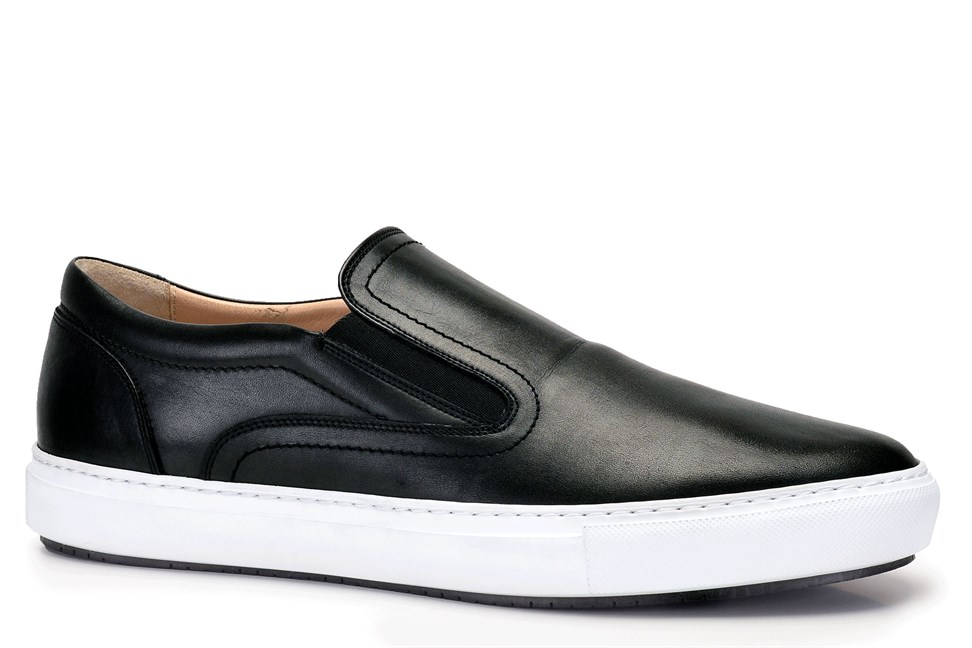Hakiki Deri Siyah Erkek Sneaker Ayakkabı