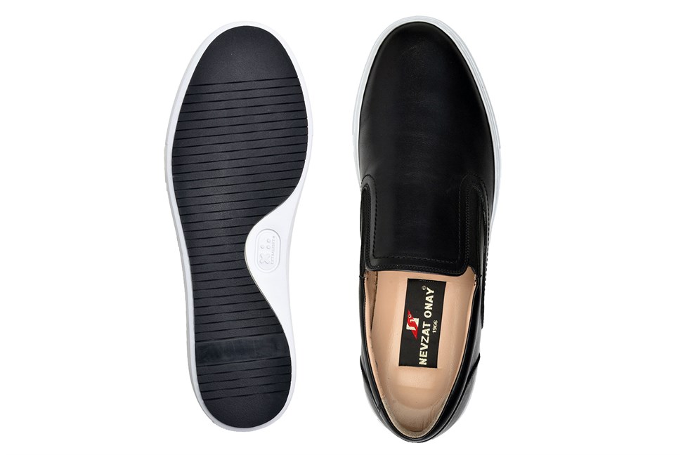 Hakiki Deri Siyah Erkek Sneaker Ayakkabı