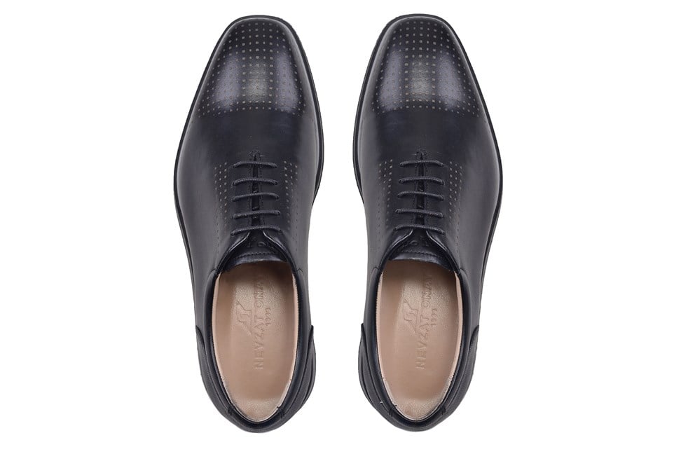 Siyah Lazer Baskı Bağcıklı Erkek Günlük Ayakkabı