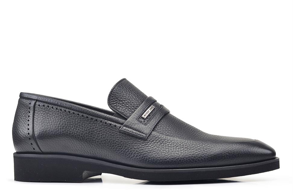 Siyah Hakiki Deri Günlük Erkek Loafer Ayakkabı