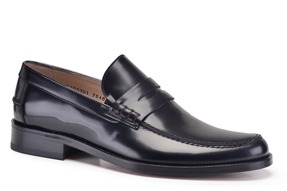 Siyah Klasik Kösele Erkek Loafer Ayakkabı