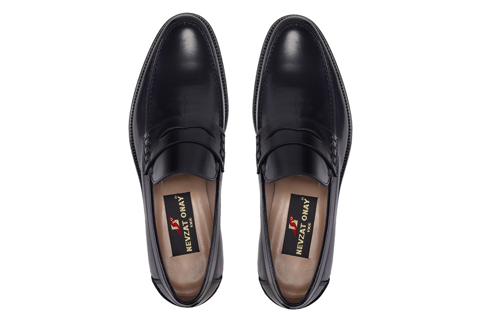 Siyah Klasik Kösele Erkek Loafer Ayakkabı