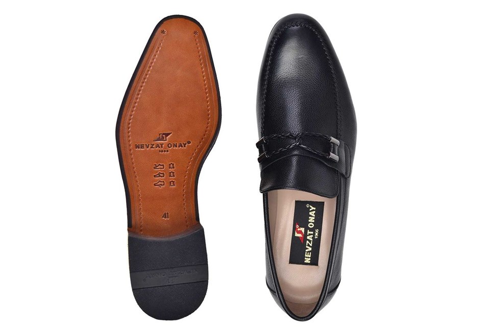 Siyah Klasik Kösele Erkek Loafer Ayakkabı