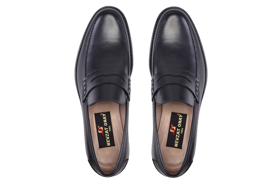 Siyah Klasik Kösele Erkek Loafer Ayakkabı