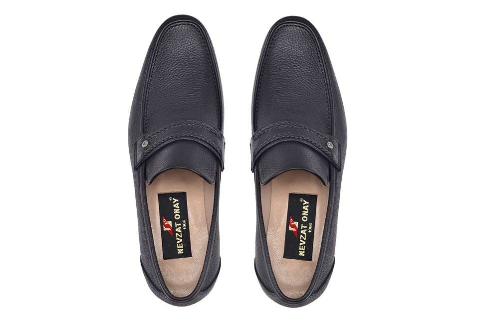 Siyah Klasik Kösele Erkek Loafer Ayakkabı