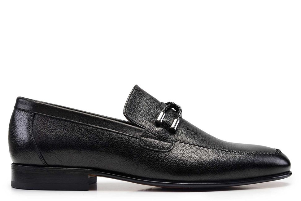 Siyah Klasik Kösele Erkek Loafer Ayakkabı