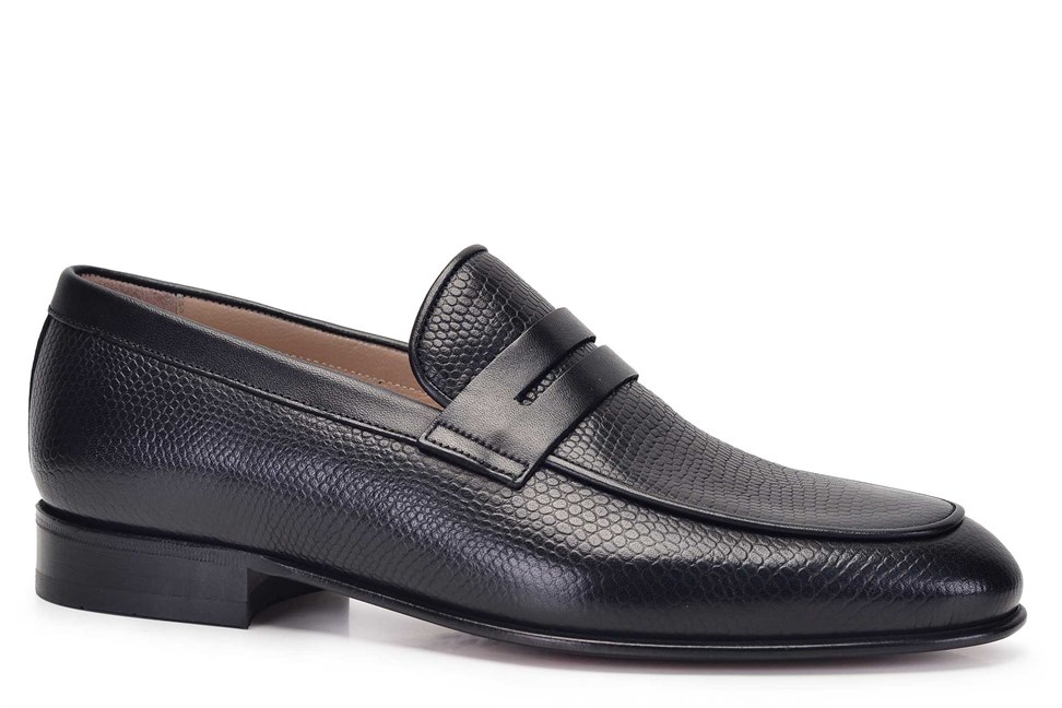 Siyah Klasik Kösele Erkek Loafer Ayakkabı