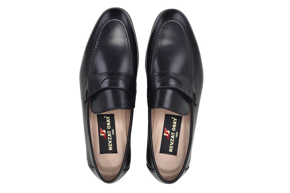 Siyah Klasik Kösele Erkek Loafer Ayakkabı