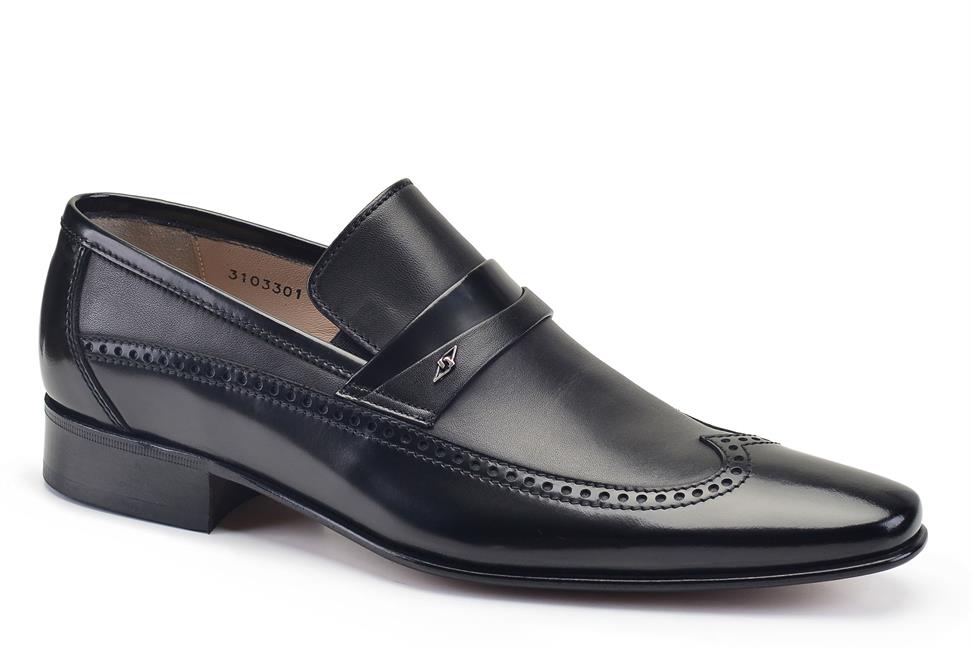 Siyah Klasik Loafer Kösele Erkek Ayakkabı -6968-