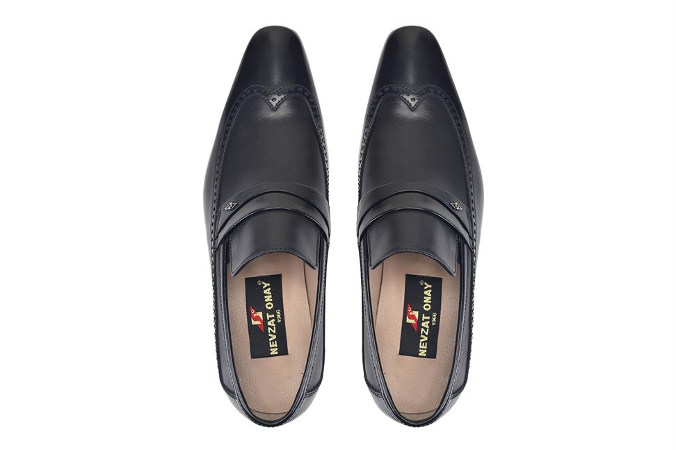 Siyah Klasik Loafer Kösele Erkek Ayakkabı -6968-