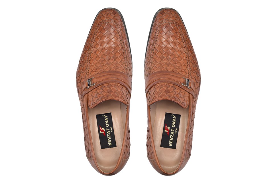 Taba Deri Klasik Kösele Erkek Örgü Ayakkabı