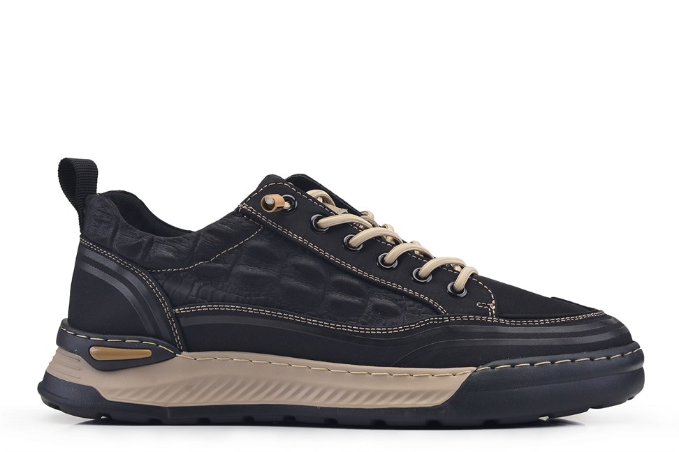 Siyah Bağcıklı Tekstil Ayakkabı