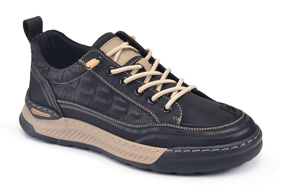 Siyah Bağcıklı Tekstil Ayakkabı