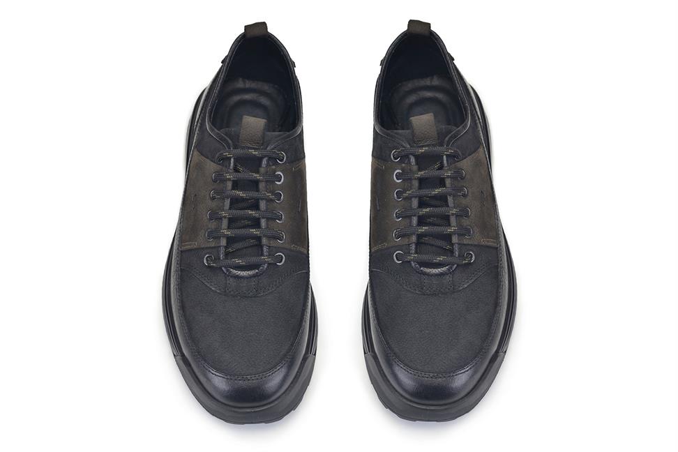 Siyah Nubuk Bağcıklı Sneaker