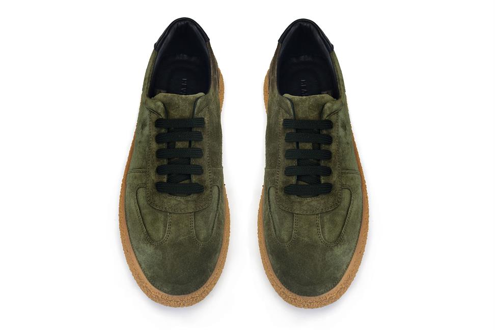 Haki Süet Bağcıklı Spor Ayakkabı