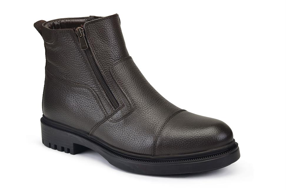 Kahverengi Fermuarlı Kürklü Bot