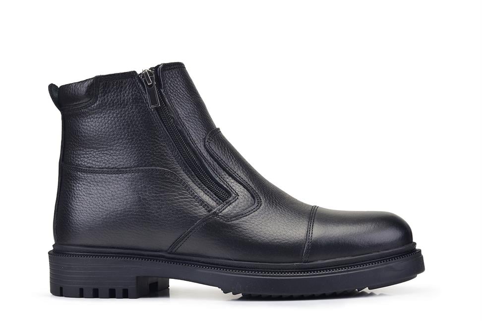 Siyah Fermuarlı Kürklü Bot