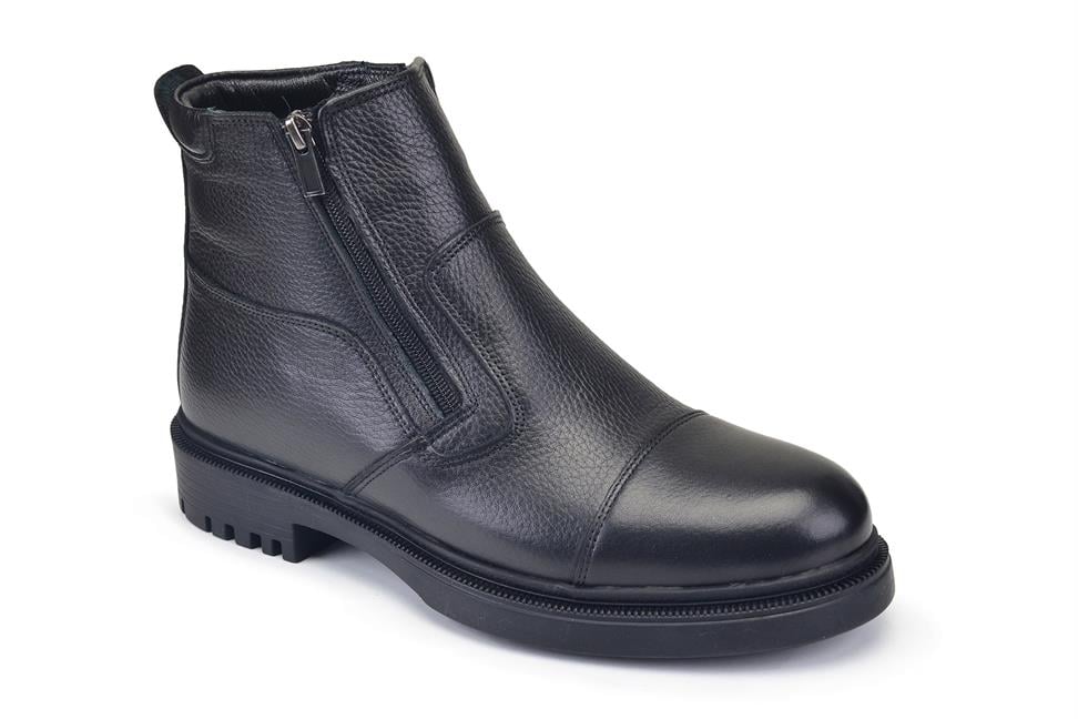 Siyah Fermuarlı Kürklü Bot