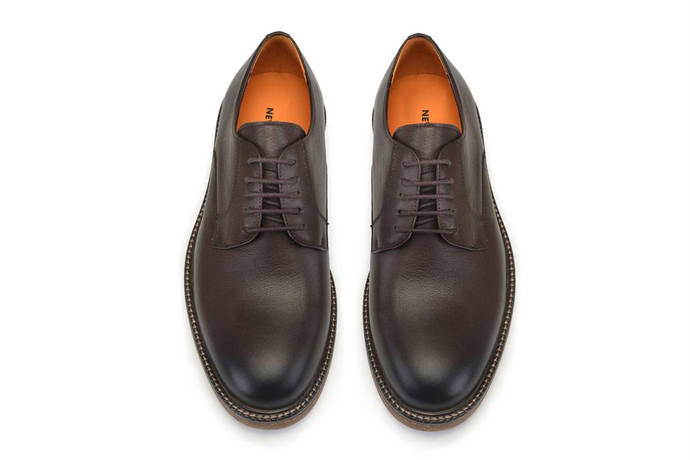 Kahverengi Bağcıklı Derby Stil Erkek Ayakkabı