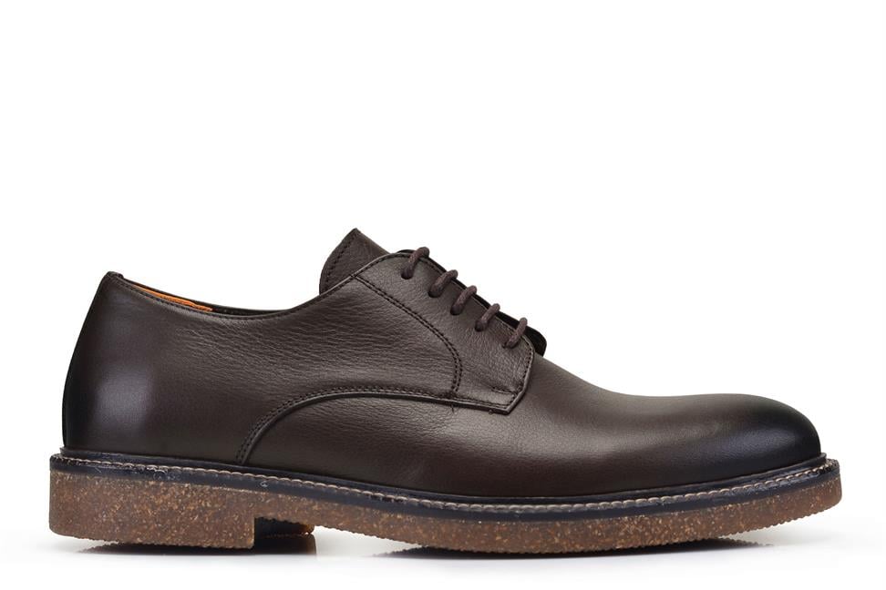 Kahverengi Bağcıklı Derby Stil Erkek Ayakkabı