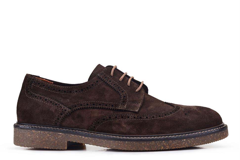 Süet Kahverengi Bağcıklı Derby Stil Erkek Ayakkabı