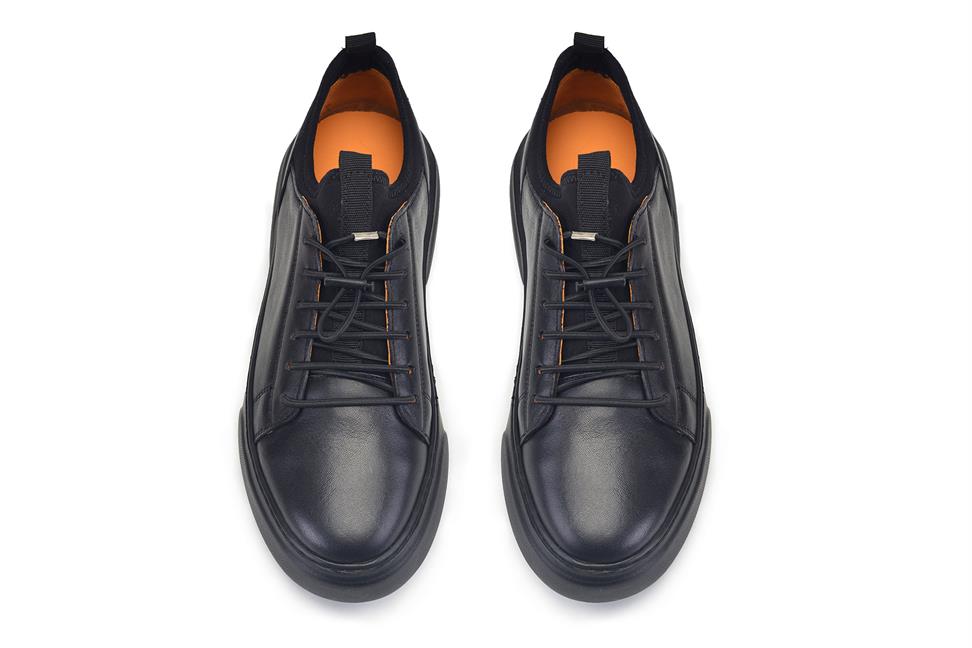 Siyah Strech Bağcıklı Erkek Spor Ayakkabı