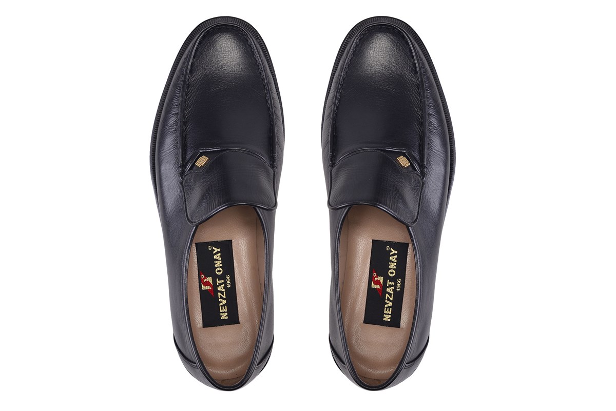 Siyah Klasik Bağcıksız Rok Kösele Erkek Ayakkabı -9051-