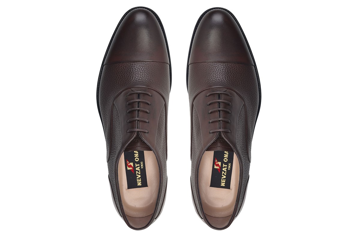 Hakiki Deri Kahverengi Klasik Bağcıklı Kösele Erkek Ayakkabı