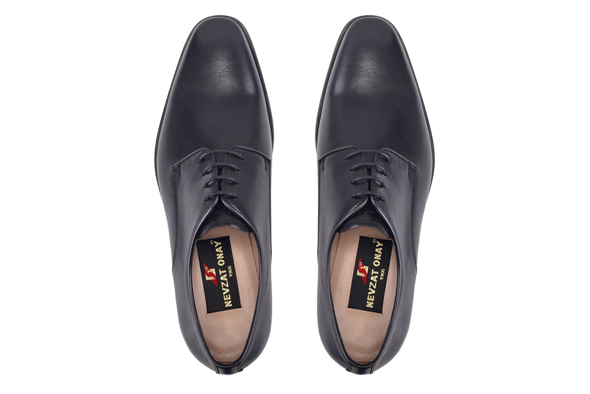 Siyah Klasik Bağcıklı Kösele Erkek Ayakkabı