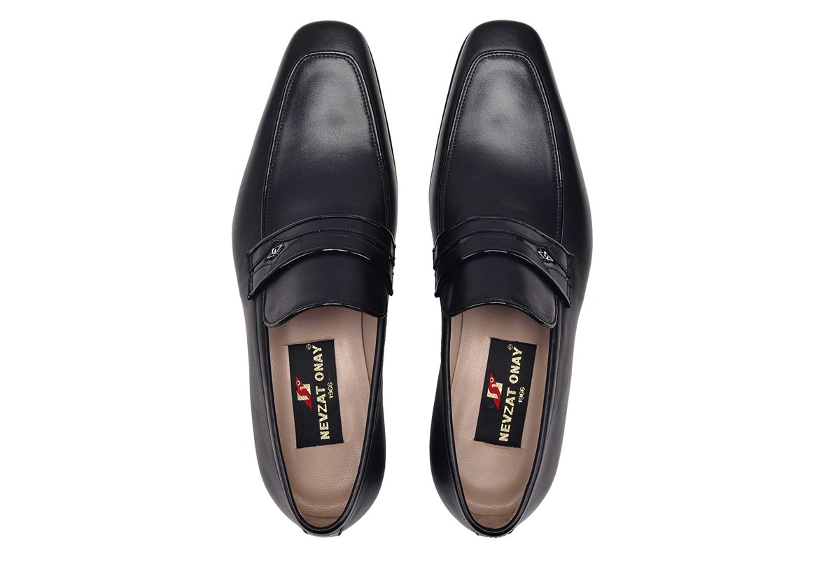 Siyah Klasik Kösele Tokalı Erkek Ayakkabı -7326-