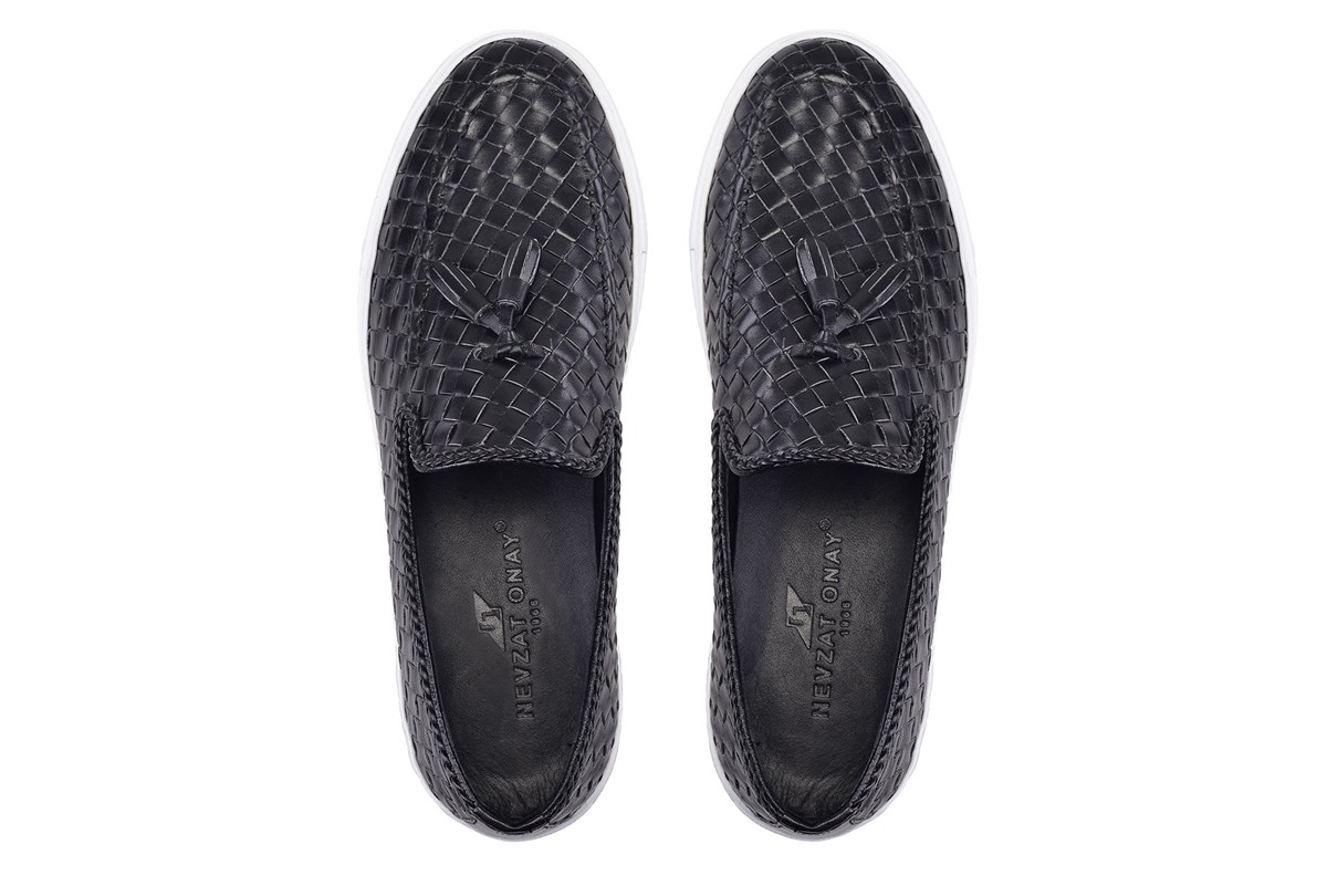 Siyah Örgü Püsküllü Sneaker Erkek Ayakkabı -8381-