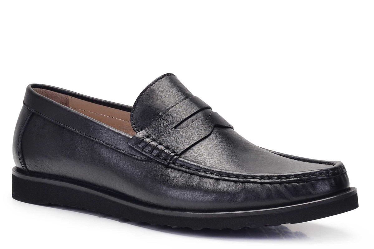 Hakiki Deri Siyah Günlük Bağcıklı Erkek Ayakkabı