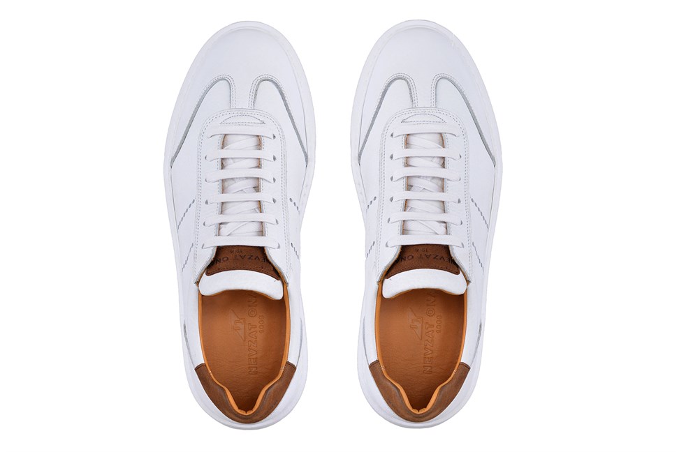 Beyaz Bağcıklı Sneaker Erkek Ayakkabı -12431-