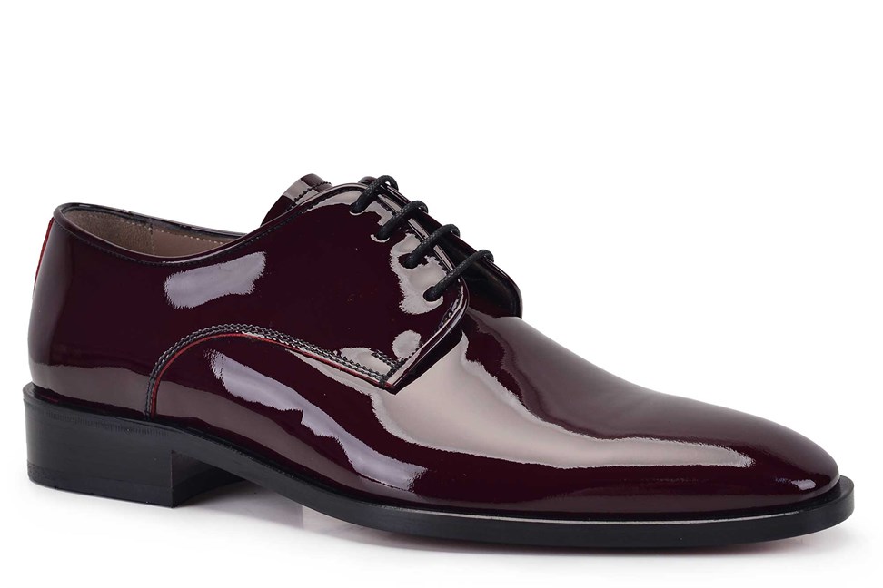 Bordo Klasik Bağcıklı Kösele Erkek Ayakkabı -11390-