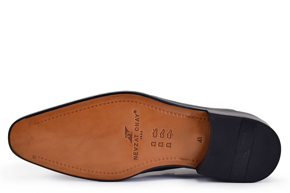 Hakiki Deri Siyah Klasik Bağcıklı Kösele Erkek Ayakkabı -8958-