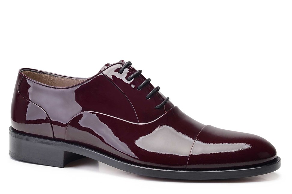Klasik Bağcıklı Oxford Bordo Rugan Erkek Ayakkabı -11837-