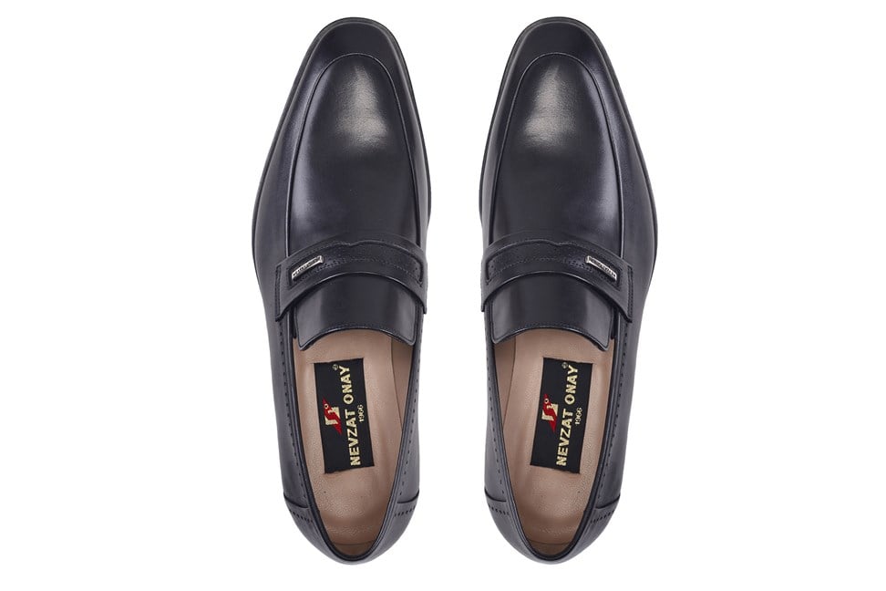 Siyah Klasik Loafer Kösele Erkek Ayakkabı -10122-