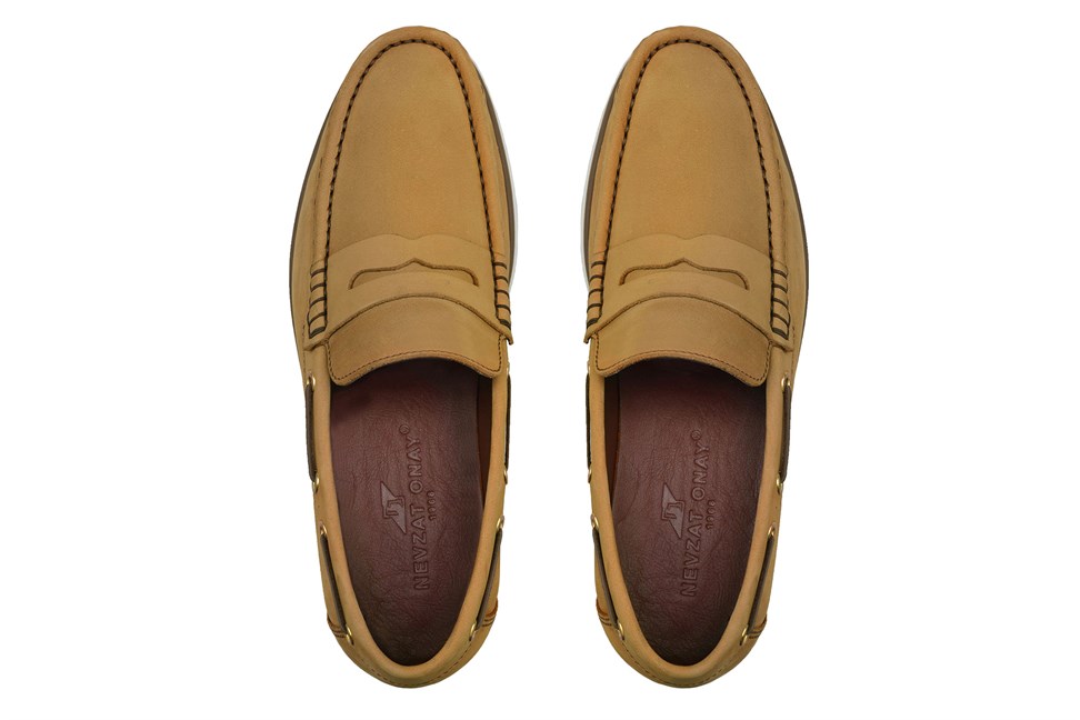 Taba Bağcıksız Yazlık Loafer Erkek Ayakkabı -12630-