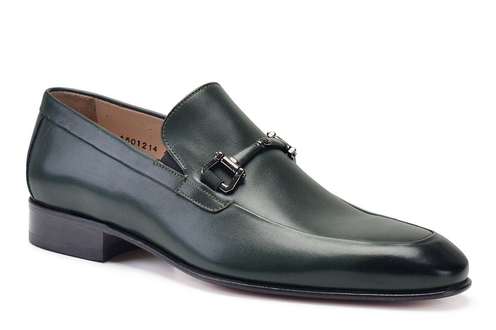 Yeşil Klasik Loafer Kösele Erkek Ayakkabı -12233-