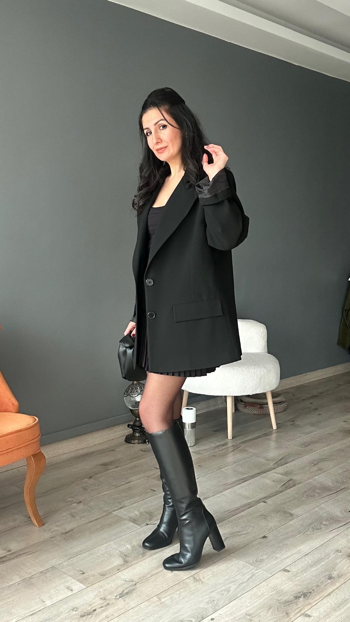 Siyah Boyfriend Oversize Kalıp Ceket