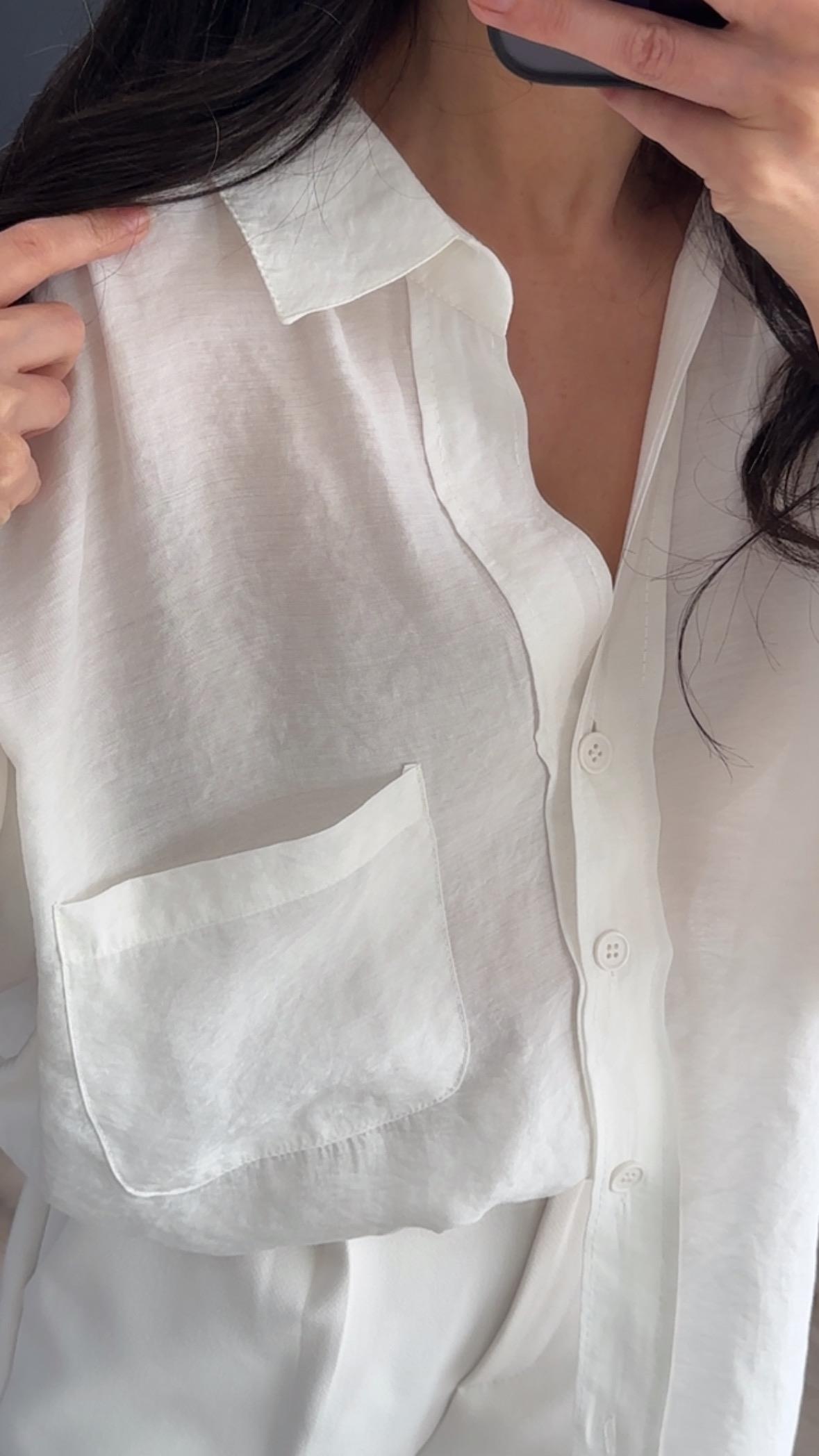 Beyaz Düşük Omuz Oversize Gömlek