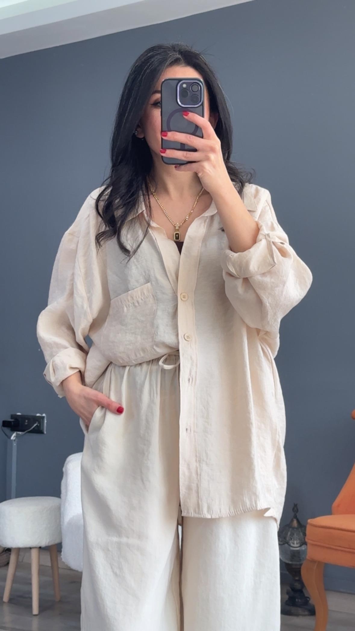 Taş Düşük Omuz Oversize Gömlek