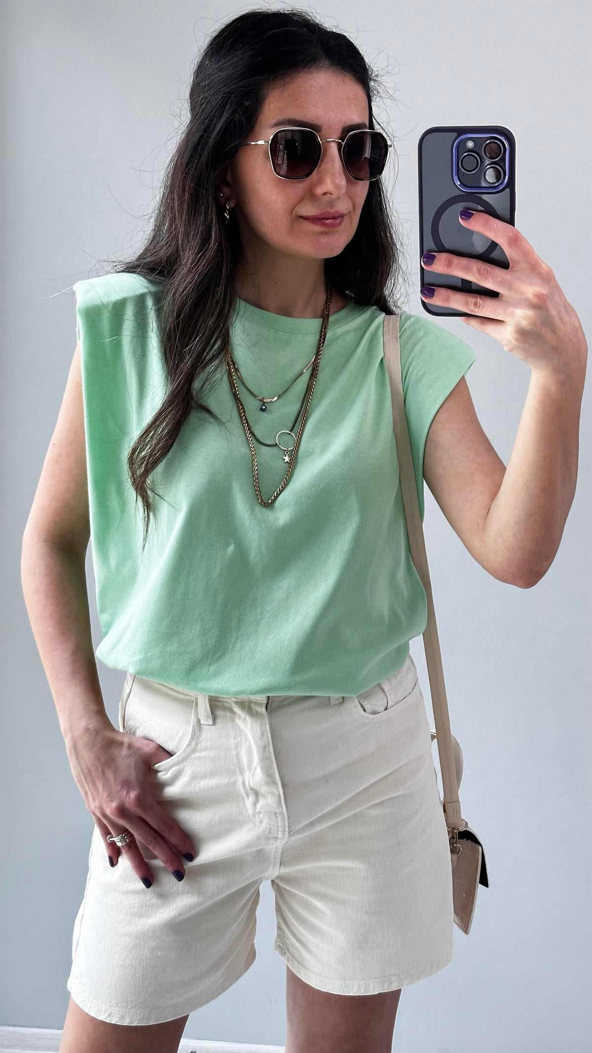 Ekru Gabardin Şort